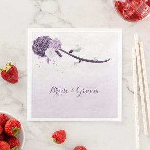 paarse bloemen witte sneeuwval botanische bruiloft servet