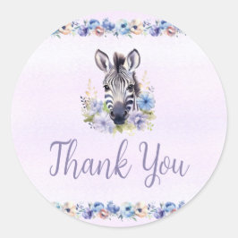 Paarse Bloemen Zebra Dank u Sticker