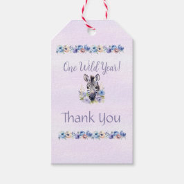 Paarse bloemen Zebra verjaardag Cadeaulabel