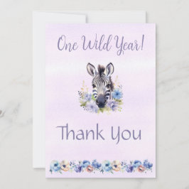Paarse Bloemen Zebra Verjaardag Dankjewel Kaart