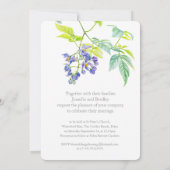 Paarse bloemenaardappel creeper waterverf bruiloft kaart (Achterkant)