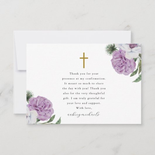  Paarse Bloemenbevestiging Dank u wel Bedankkaart (Voorkant)