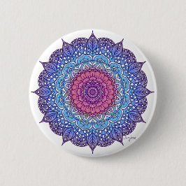 Paarse bloemenblad Mandala Ronde Button 5,7 Cm