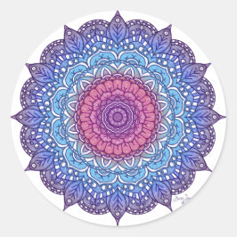 Paarse bloemenblad Mandala Ronde Sticker