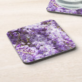 Paarse bloemenbloem met bloesem bier onderzetter (Linkerzijde)