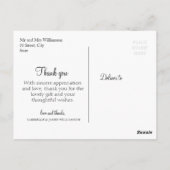 Paarse bloemenbruiloft dank u briefkaart (Achterkant)