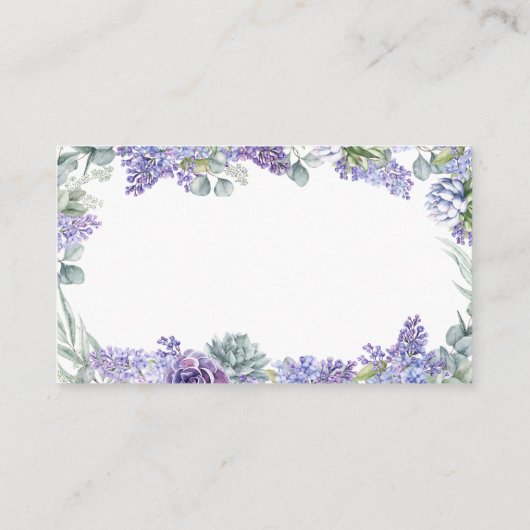 Paarse bloemenbruiloft online details informatiekaartje (Achterkant)