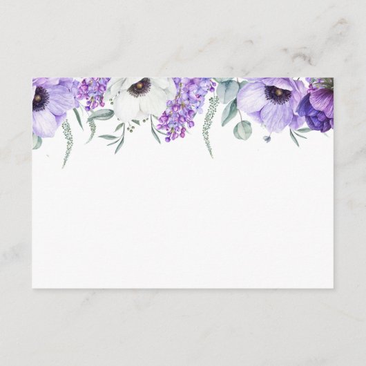 Paarse bloemenbruiloft online receptie informatiekaartje (Achterkant)