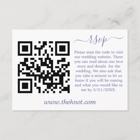 Paarse Bloemenbruiloft QR Code Response Kaart (Achterkant)