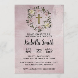 Paarse bloemendoop / doopuitnodiging kaart