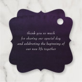 Paarse bloemenelegante bruiloft dank u bedankjes labels (Achterkant)