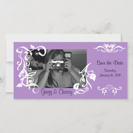 Paarse bloemenfoto kaart (Voorkant)