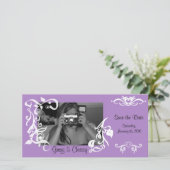 Paarse bloemenfoto kaart (Staand voorkant)