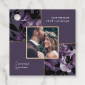 Paarse Bloemenfoto Save the Date Bedankjes Labels (Voorkant)