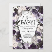 Paarse bloemengotisch Baby shower Kaart (Voorkant)