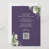 Paarse Bloemengroen QR Code Bruiloft Save The Date (Achterkant)