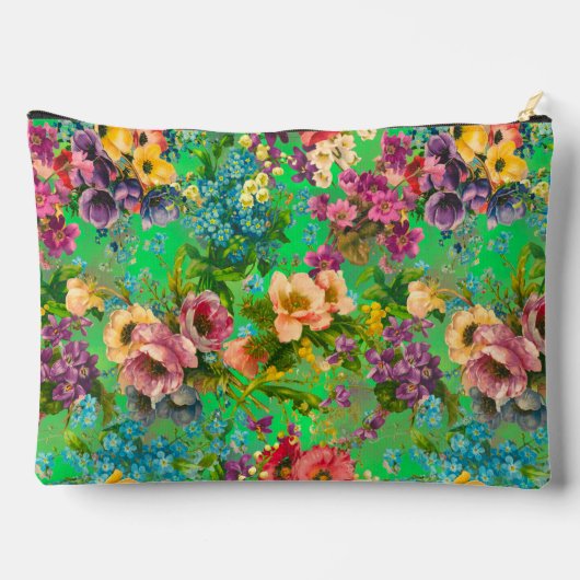 paarse bloemengroene patroonmonogram etui (Achterkant)