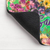 paarse bloemengroene patroonmonogram muismat (Hoek)