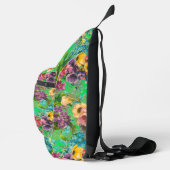  paarse bloemengroene patroonprint sling bag (Rechts)