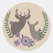 Paarse bloemenhert Sticker (Voorkant)