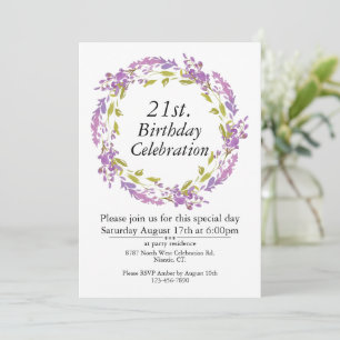 Paarse bloemenkrans Boho  21st Kaart