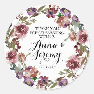 Paarse bloemenkrans bruiloft Sticker