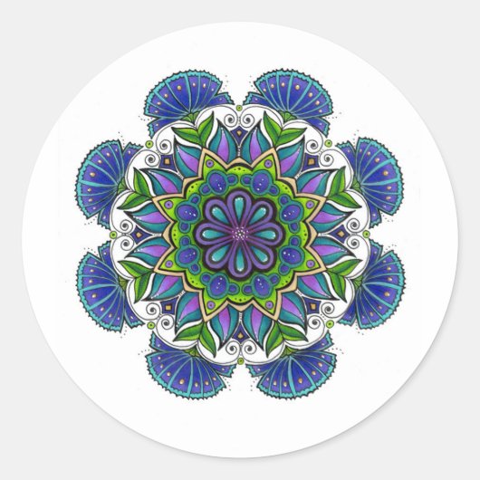 Paarse bloemenmandala Sticker (Voorkant)