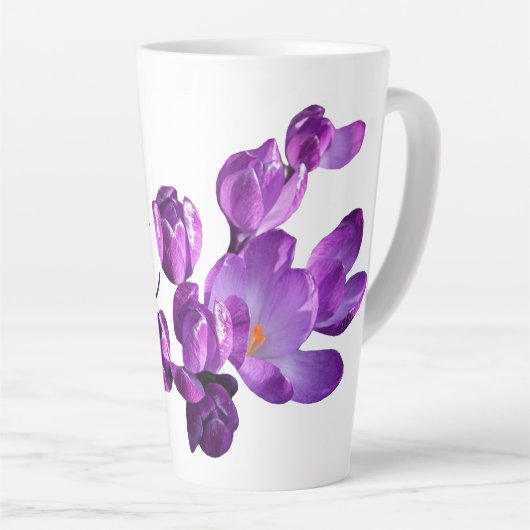 Paarse bloemenmonogram Annie naam aanpasbare hot Latte Mok (Rechterhoek)