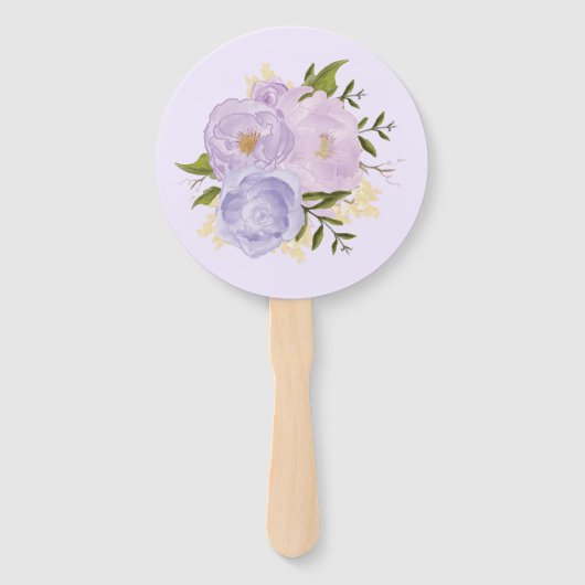 Paarse Bloemenolifant Baby shower Verjaardag Handwaaier (Achterkant)