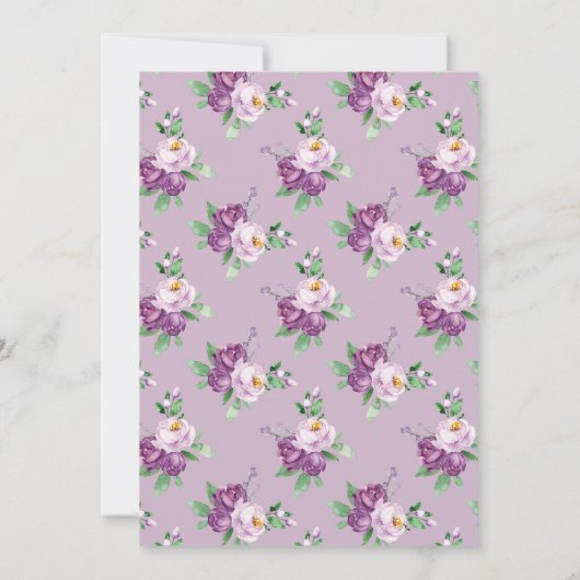 Paarse bloemenpatroon Anand Karaj Sikh bruiloft Kaart (Achterkant)