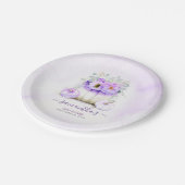 Paarse Bloemenpompoen herfst bruiloft Papieren Bordje (Gekanteld)