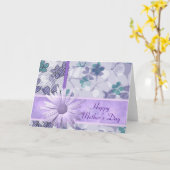 Paarse bloemenprint Happy moederdag Kaart (Gele Bloem)