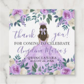 Paarse bloemenquinceanera dank u bedankjes labels (Voorkant)