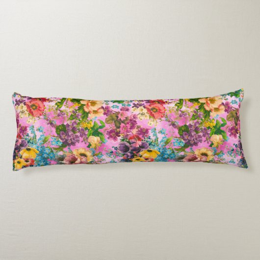 paarse bloemenroze lichaamskussen (Achterkant)