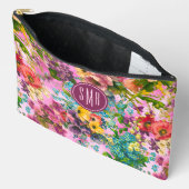  paarse bloemenroze patroonmonogram etui (Open)