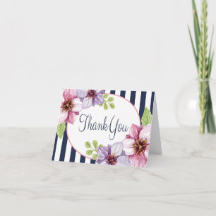 Paarse Bloemenschildering Aquarel Dank Je Wel Blau Bedankkaart