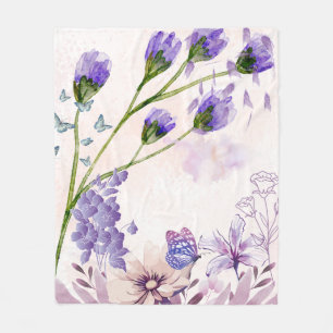 Paarse bloemenschildering fleece deken Knus Lav