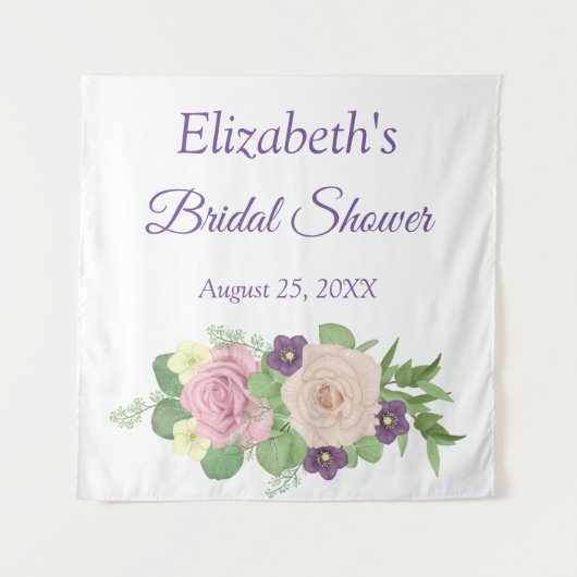 Paarse bloemenschouw Bruidscadeau Achtergrond Tapi Wandkleed (Voorkant)