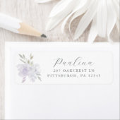 Paarse bloemenscript retour adres label (Insitu)