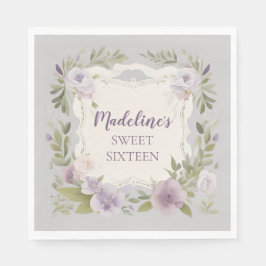 Paarse bloemenservetten servet