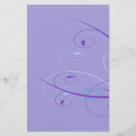 paarse bloemenswirl briefpapier (Voorkant)