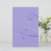 paarse bloemenswirl briefpapier (Staand voorkant)