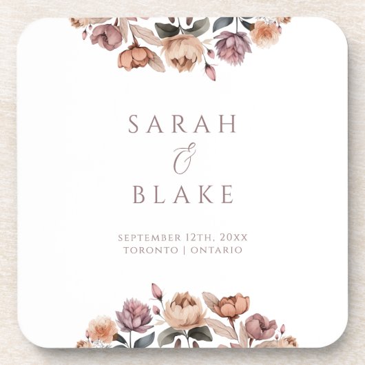 Paarse bloementuin huwelijksgunst Bier Onderzetter (Voorkant)