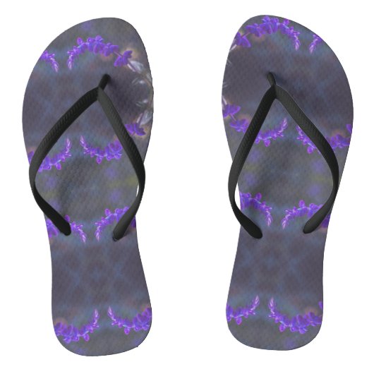 Paarse bloementuin teenslippers (Voetbed)