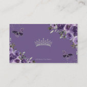 Paarse Bloemenvlinders Quinceañera QR Code RSVP Informatiekaartje (Achterkant)