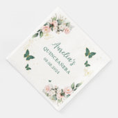 Paarse Bloemenvlinders Quinceanera servetten (Hoek)