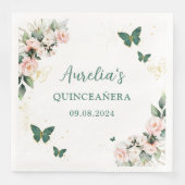 Paarse Bloemenvlinders Quinceanera servetten (Voorkant)