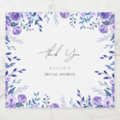 Paarse Bloemetuin Bruidsdouche Bedankt Sparkling Wijnetiket (Enkel label)