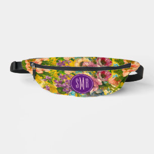 paarse bloemgeel patroonmonogram heuptasje