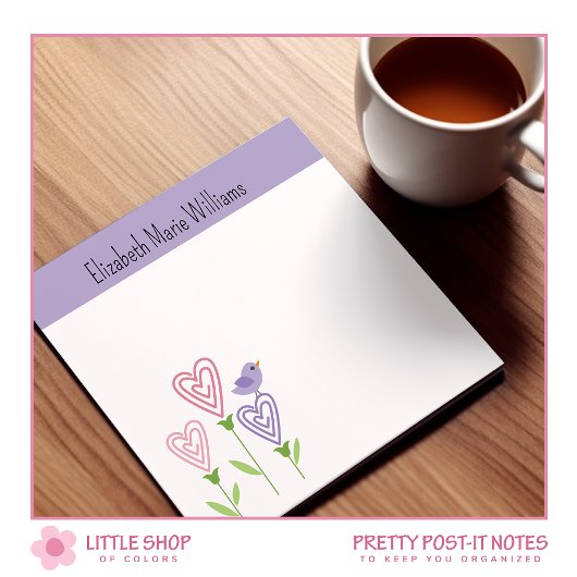 Paarse Bloemhartens Persoonlijk Post-it® Notes